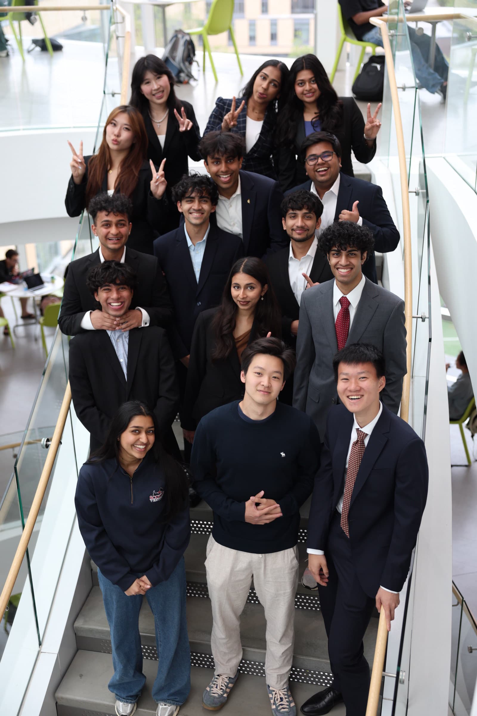 The Scottie Ventures board having fun on the Tepper staircase